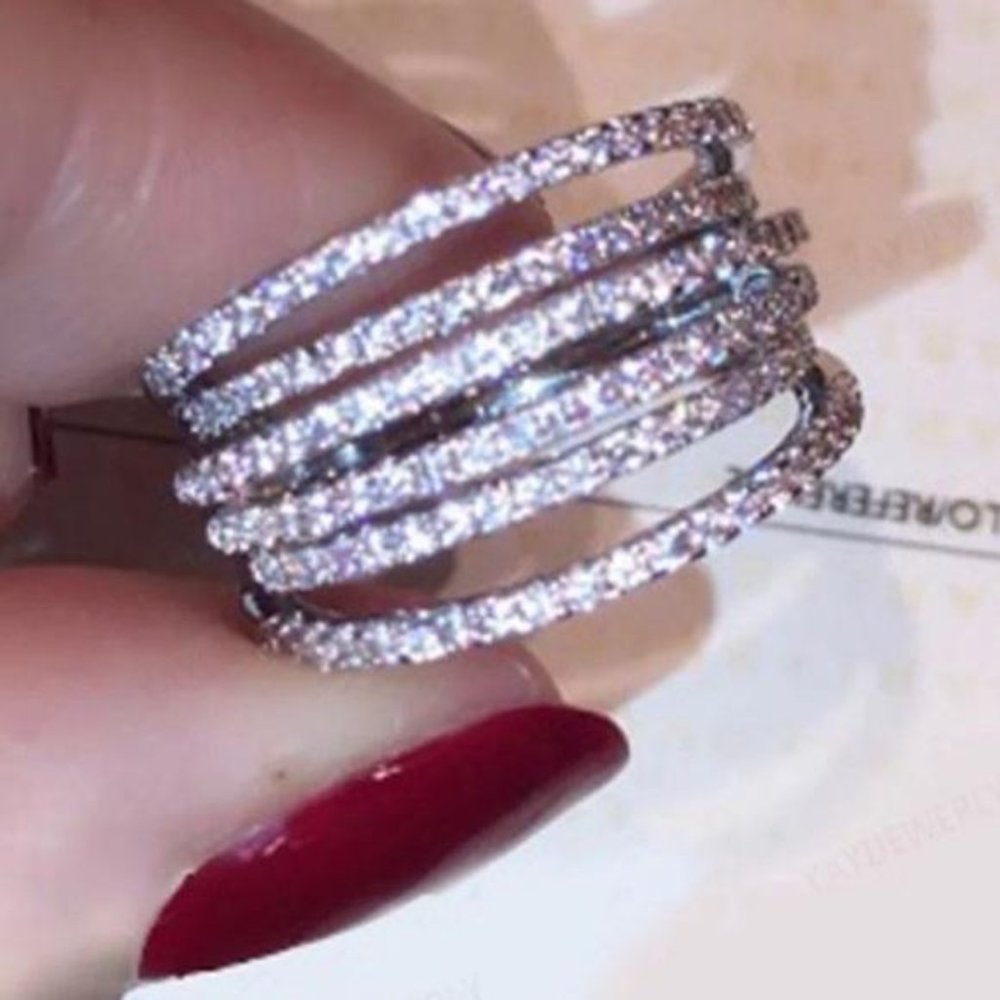 NEW 6.4 CT 925 STERLING SILVER DIAMOND RING, CUTE RING, SHINY RING. - Picture 1 of 7